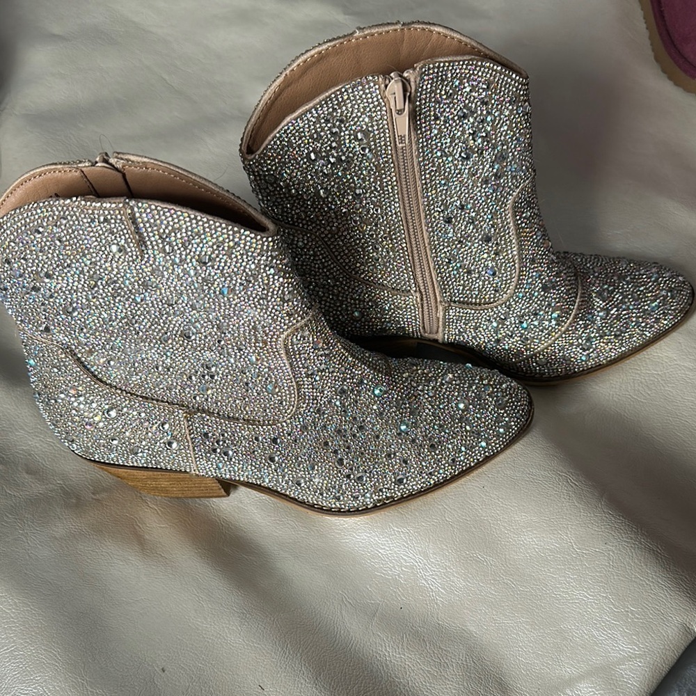 Sparkling Silver Ankle Boots
